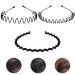 Willight 3 pieces of metal hair band hair tires metal zigzag men women wave metal headband black spring headbands with non -slip teeth for outdoor sports yoga
