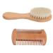 Walfront Wooden Baby Hair Brush and Comb Set Natural Soft Goat Bristle Brush Double Edged Comb for Baby Shower Newborn Hair Grooming Healthcare Kits