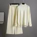 Women's Knitted Evening Pants Suit Set | High Collar Sweater | Autumn/Winter Thermal Beige - Buy Online on GoSupps.com