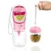 Nepfaivy drinking bottle water bottle dogs for on the go - 350ml run -out dog drinking bottle with 150ml feed container portable dog bottle on the way for small dogs for hiking and traveling 350ml pink