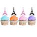 Eiffel Tower Cupcake Toppers Wedding Party Decor Bridal Shower Dessert Cupcake Toppers Paris Themed Birthday Party Decoration - Pink & Black Glitter