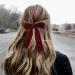 Bowknot Hair Clips - Red & Black Loop Clips | Large 14cm Clips with Satin Tape for Women & Girls - 2 Pieces - Buy Online on GoSupps.com