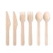 DRYIC 100 Pcs Disposable Wooden Cutlery Set Alternative to Plastic Cutlery Eco Friendly Biodegradable Compostable Cutlery Set for Parties Camping and Picnics