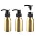 ZEOABSY 3 Pieces Empty 50ml Gold Aluminium Lotion Pump Bottle Aluminum Bottles with Black Pump Head Travel Metal Bottles for Cosmetic Shampoo Body Washing Gel Essential Oil Liquid Dispenser