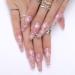 Ballerina false nails 24 pieces long coffin artificial nails pink snow glitter Christmas jewelry press the nails full cover fake nail on nail glue for women girls