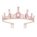 Vofler Rose Gold Tiara Crown with Pink Crystal - Baroque Vintage Clear Rhinestone Headband for Women Queen Lady Girl Bride Princess Birthday Wedding Pageant Prom Halloween Costume Party with Comb Rose Gold+Pink
