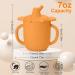 Silicone Straw Sippy Cup for Toddlers | Spill-Proof with Handles | 7oz Orange | Ages 6+ Months | The First Years Training Cup - Buy Online on GoSupps.com