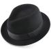 AKIO&AQUIRAX Fedora Hats for Men Women 100% Australian Wool Mens Dress Hat with Brim Classic Felt Fedora Vintage No-bow-black 7 1/8
