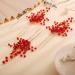 Chargances Bride Red Pearl Beaded Hair Pins Wedding Red Crystal Hair Pins Boho Dainty Handmade Hair Accessories for Women and Girls (Red) - Buy Online on GoSupps.com