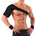 Supegear shoulder bandage adjustable shoulder support compression cuff arm immobilizer wrap with hot/cold pack bag for men women rotator cuff shoulder stability and recreation rights (black)