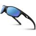 Rivbos sunglasses bicycle glasses cycling glasses sports glasses for women men polarized tr90 super light fragile frame uv400 hiking running golf and fishing rb833 33-black ice blue lens