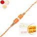Ghasitaram Gifts Rakhi for Brother Rakhis Online - RM598 - Orange Stone Bracelet Rakhi with 200 GMS of Besan Barfi Rakhi Set with 200 gms of Besan Barfi