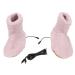 Potruwe 1 pair of heated slippers heated socks winter foot warmers electrical heating boots foot heating warmer slippers soft plush heated foot warmers shoes for cold (pink)