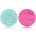 2 Pieces Silicone Makeup Brush Cleaner YalsFTY Cosmetic Brush Scrubber Mat Pad Cleaning Tool Dual-Sided Functionality to Accommodate All types of Brushes Powder Puffs and Sponges (Green & Pink)