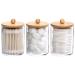 Tbestmax Qtip Apothecary Jar for Cotton Swabs 3 Pack Clear Bathroom 3 Pack