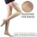 Lin Performance 15-20 mmHg Thigh High Compression Stockings for Men & Women - Open Toe Socks for Varicose Veins Swollen Legs Travel & Pregnancy (Beige M - Buy Online on GoSupps.com