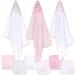The Peanutshell Baby Girls Hooded Bath Towel and Wash Cloth Set - 23 Piece Pink Floral & Cheetah Print Gift Set - Buy Online on GoSupps.com