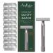 Shea Moisture Men Double Edge Safety Razor with 10 Refill Double Edge Razor Blades for Men Platinum Coated Stainless Steel Dad Gifts 1 Razor Handle & 10 Razor Blades per Box
