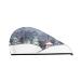 Hair Towel Wrap Hair Drying Towel with Button Towel Turban Head Towel to Dry Hair Quickly (Watercolor Winter Landscape for Christmas)