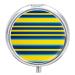 Round Pill Box Yellow and Blue Stripes Print 3 Compartment Medicine Pill Case Print Pill Organizer Decorative Metal Portable Pill Box Pocket Pill Box
