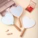 BinaryABC Heart Shape Hand Held Mirror - Wooden Handle Makeup Mirror (Pink) - Buy Online on GoSupps.com