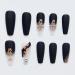 Justotry 24PC Coffin Black Nails - Long Gold Glitter French Press-On Artificial Nails for Women | Stylish Ballerina Fingernails with Butterfly Design - Buy Online on GoSupps.com