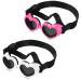 2 Pcs Small Dog Sunglasses UV Protection Goggles Waterproof Dog Goggles with Adjustable Strap Dust Protection Fog Protection Dog Glasses Heart Goggles for Dogs Doggy Pet Puppy (Pink, White)