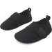 L-RUN Toddler Water Shoes | Barefoot Aqua Socks for Beach Pool Surfing | Kids Swim Shoes 9.5-10 Toddler | Strip Black - Buy Online on GoSupps.com