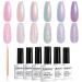 RARJSM Pearl Gel Nail Polish Glitter Pearlescent Shell Gel Polish Pink Beige Pearl Blue Green Purple Shimmer Mermaid Swirl Thread Effect Nail Gel Soak Off LED UV Curing Requires DIY Manicure Use Mermaid Pearl Collection
