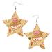 OPSREY Delicious Sweet Ramen printed Fashion star Earring Leather Stud Earring Dangling Decorative Earring