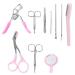 Fomiyes 10st tweezers with sloping pointed eyebrows trimmer razor bent stainless steel scissors kit for shaping eyebrows culero mink mirror make -free steel