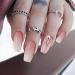 Pink Gradient Rhinestone Press on Nails - 24 Pcs Medium Coffin Shape | Glitter Powder & Rhinestone Designs | False Nails for Women and Girls - Buy Online on GoSupps.com