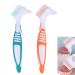Rnitle 2 pieces of toothbrushes prostheses double -bristled head toothbrush set prosthesis cleaning set for dental care teeth brush for dental care multi -layer bristles and esrgonomic rubber gears (orange+green)