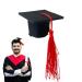 Small Graduation Hat 3D Doctoral Hat Hairpin Graduation Dress up Photo Decoration Supplies Hat Inserts Graduation Accessories for Kids Adults Red