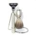 HRTC men's shaving brushes fashionable 3-layer razor holder pure roof hair nodes for men travel rasier brush set simply 11x13.5cm silver