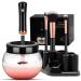 DEAL CICK Makeup Brush Cleaner Machine, Fast Electric Makeup Brush Cleaner Dryer with 8 Rubber Collars, Deep Cosmetic Brush Spinner for All Size Brushes, Wash and Dry in Seconds Black