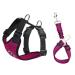 Slowton dog harness with seat belt for car double-aged breathable latex network tissue puppy harness regular safety harness dog for all everyday sports (Fuchsie XXXS) XXXS Fuchsie