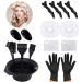 Hair Dye Kit 16 Pcs Hair Dye Coloring DIY Beauty Salon Tools Set Hairdressing Accessories Brush Comb Disposable Shawl and Highlighting Cap Ear Cover Hair Clips Hair Tinting Bowl Gloves for Women