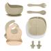 Coco Mango Kids Baby Essentials | Silicone Baby Feeding Set 9Pcs | Baby Plate Suction with Lid | Plates and Bowls Set | 2 Baby Spoons Forks | 2 Silicone Bibs Baby | Baby led weaning (Forest Green)