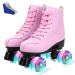Women Roller Skates PU Leather High-top Roller Skates Four-Wheel Roller Skates Double Row Shiny Roller Skating for Indoor Outdoor 387.5 M US pink flash