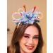 IYOU Light Up Christmas Headband Led Blue Flower Xmas Hair Hoop Candy Cane Festival Costume Hair Accessories for Women and Girls