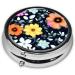 Beautiful Colourful Flowers Round Pill Box | 3 Compartment Portable Organizer for Travel - Buy Online on GoSupps.com