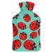 Red Ladybug Hot Water Bottle With Cover Plush Bed Bottle Hand Warmer For Adults And Children 26.5X15.3cm