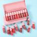 10 pieces/Set Classic Red Lip Stain - Vibrant Lipstick Silky Bright Red Lip Stain Moisturizing Liquid Lip Gloss Shiny Lip Glaze Gift for Besties With Rosa Plastic Box Mother's Day