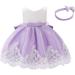 FYMNSI Baby Girl Baptism Christening Dress with Lace Floral Embroidery and Headband - Violet, 6-9 Months - Buy Online on GoSupps.com