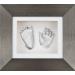 BabyRice New Baby Casting Kit with 6x5" Brushed Pewter 3D Box Display Frame/White Mount/White Backing/Silver paint