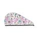 Hair Towel Wrap Hair Drying Towel with Button Towel Turban Head Towel to Dry Hair Quickly (Summer with Flamingo)