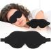 2pack Sleep Mask for Men Women 3D Contoured Eye Cover for Sleeping 100% Blockout Light Wide Adjustable Strap Comfortable & Light Weight Ideal for Travel/Shift Work/Middy Rest.Black+Black