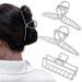 Rauimour 3pcs Hair Claw clips for Women  Metal Silver Large Hair clips for Thick Thin Hair  Geometric Cross Square Jumbo Catch Barrette Clamps  Fashion Hair Accessories Nonslip Hairgrip Type D