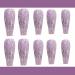 Poliphili 24Pcs Glossy Purple Flame Extra Long Press-On Fake Nails for Women - Removable Wear Ballerina Coffin Acrylic False Nails Tips - Buy Online on GoSupps.com